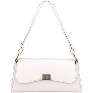 Vintage Small Cream Shoulder Bag for Women Zipper Closure and Classic Design